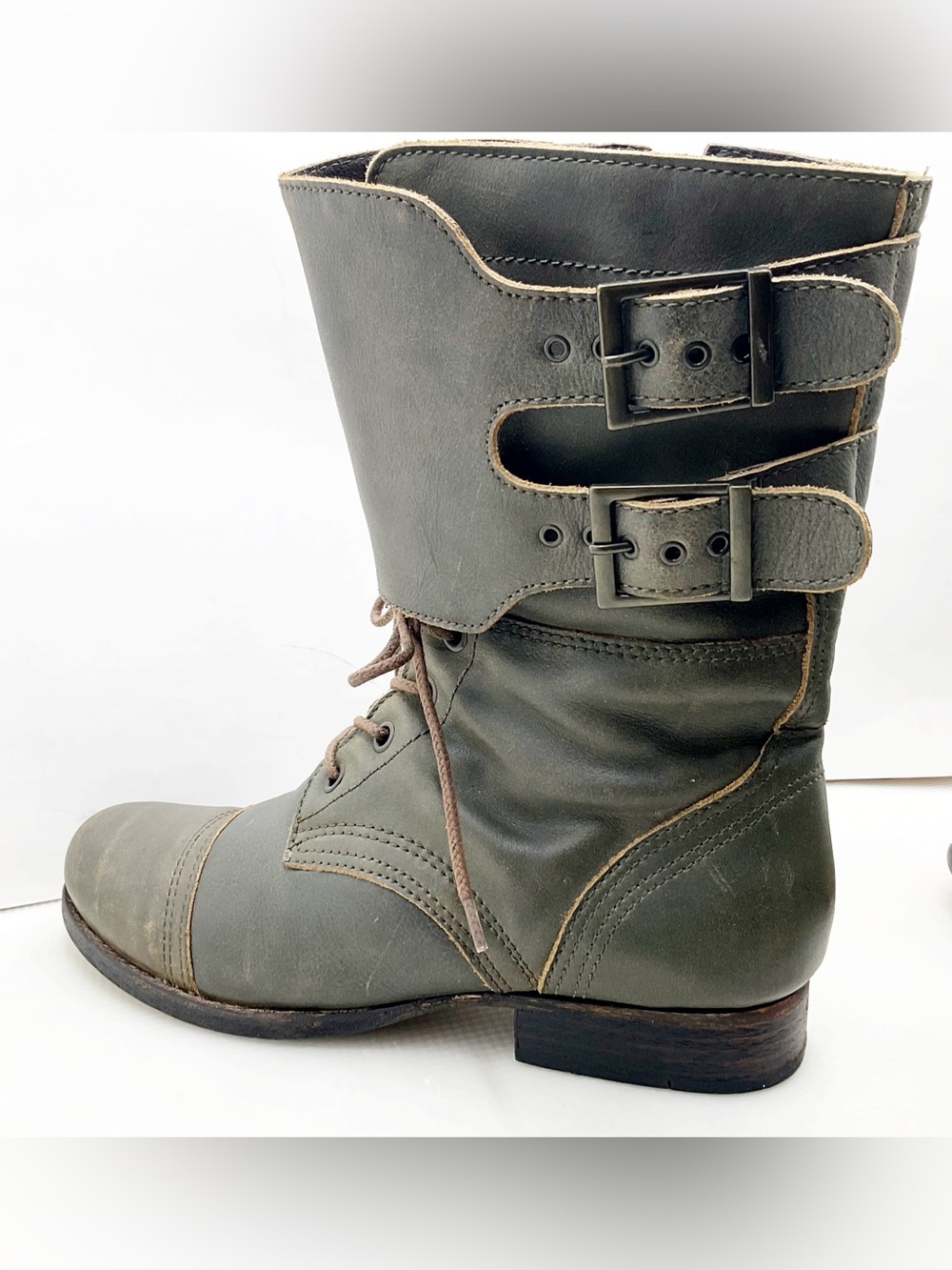 {Matisse} Lance Olive Combat Lace-Up Buckle Boots - Picture 4 of 13